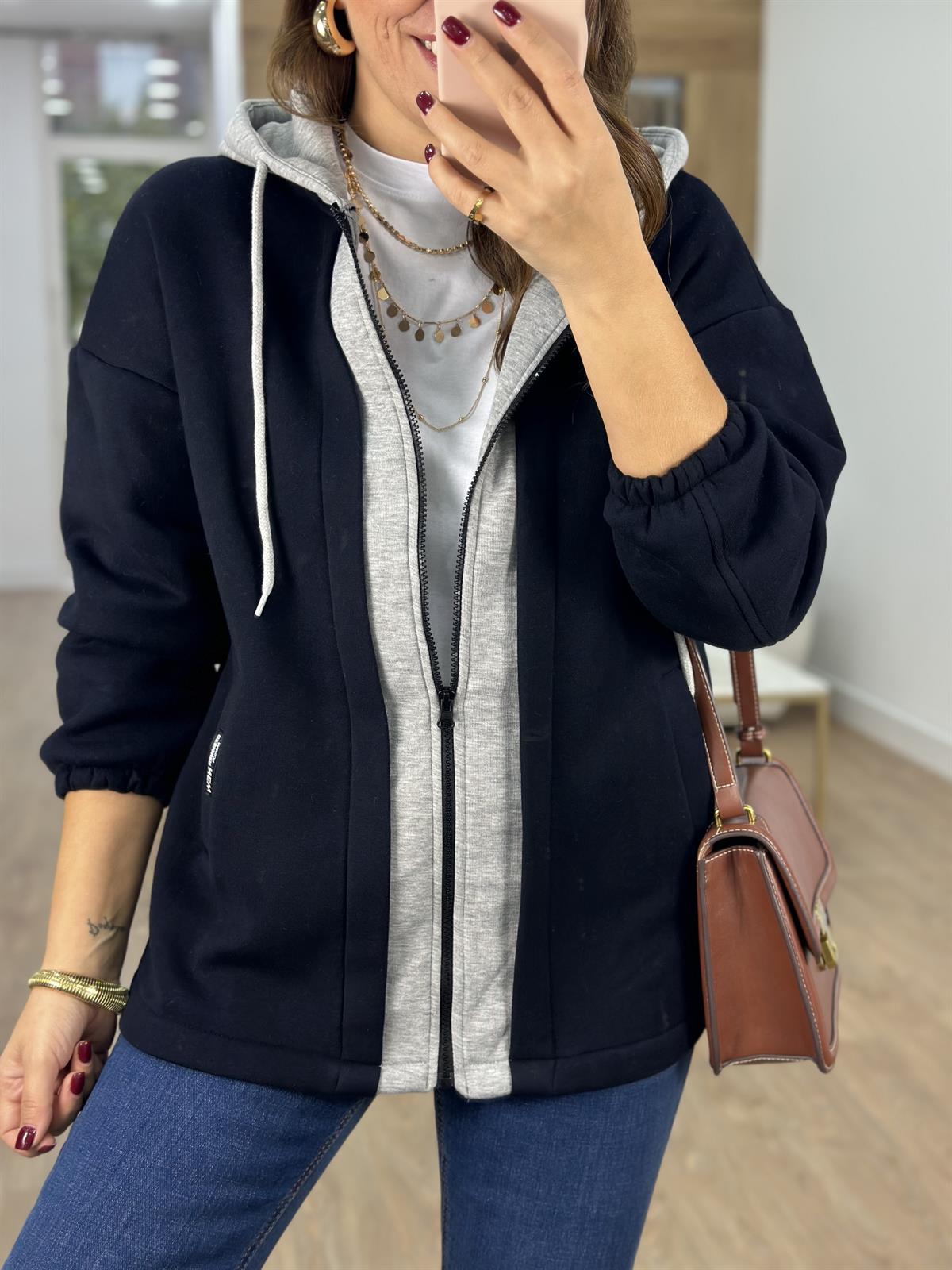 Marka Model Önü Fermuarlı Sweatshirt