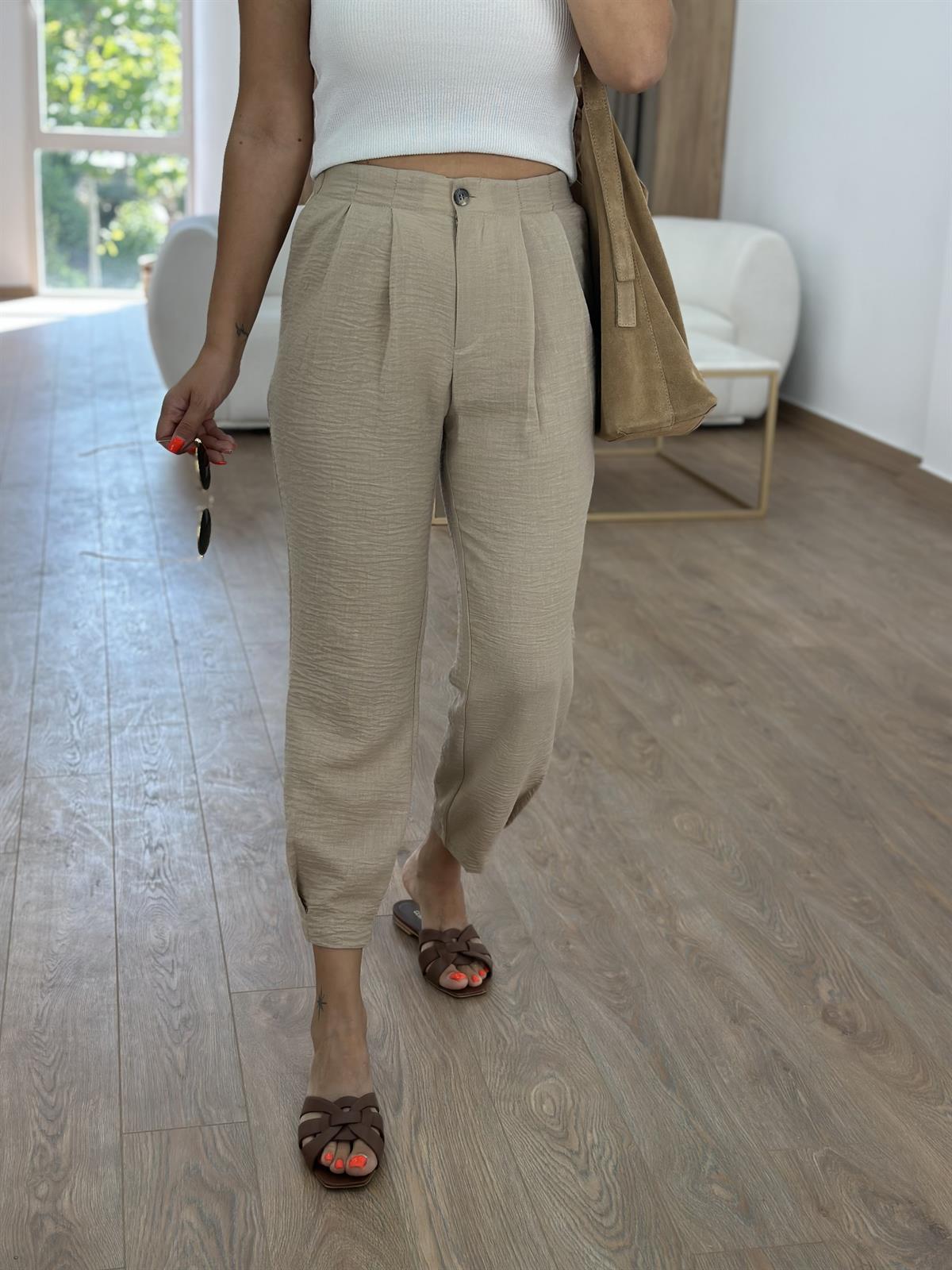 Marka Model Pensli Pantolon-Camel