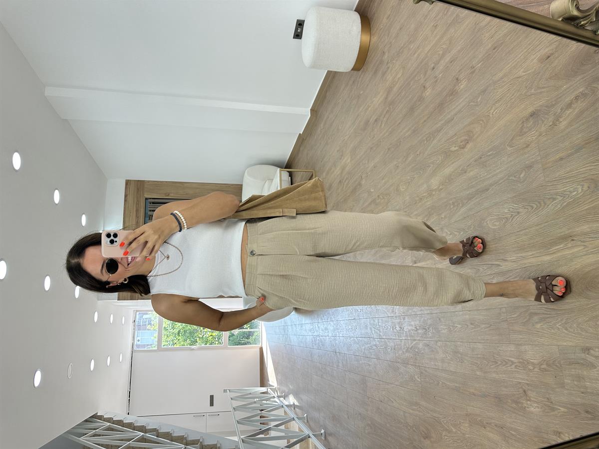 Marka Model Pensli Pantolon-Camel