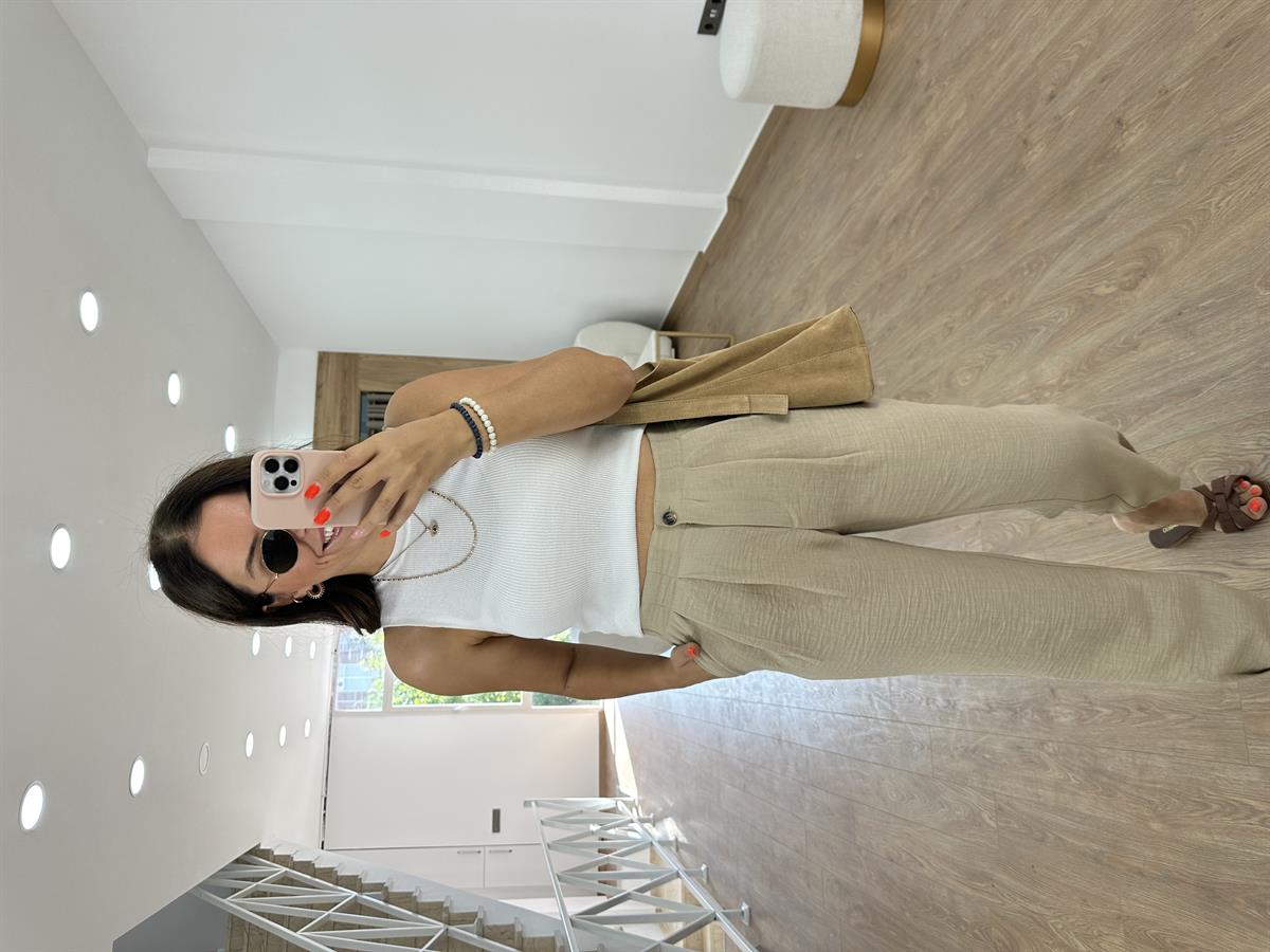 Marka Model Pensli Pantolon-Camel