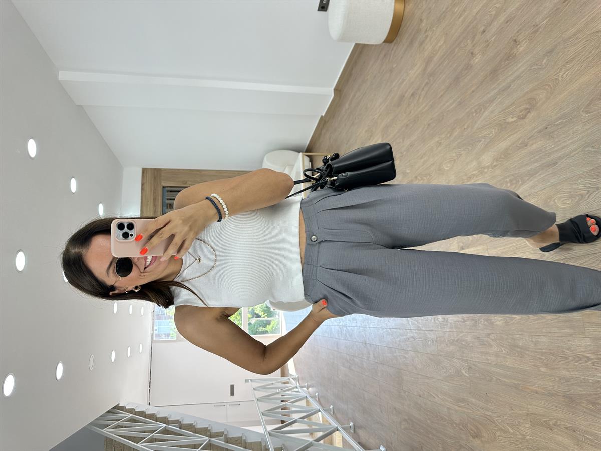 Marka Model Pensli Pantolon-Gri