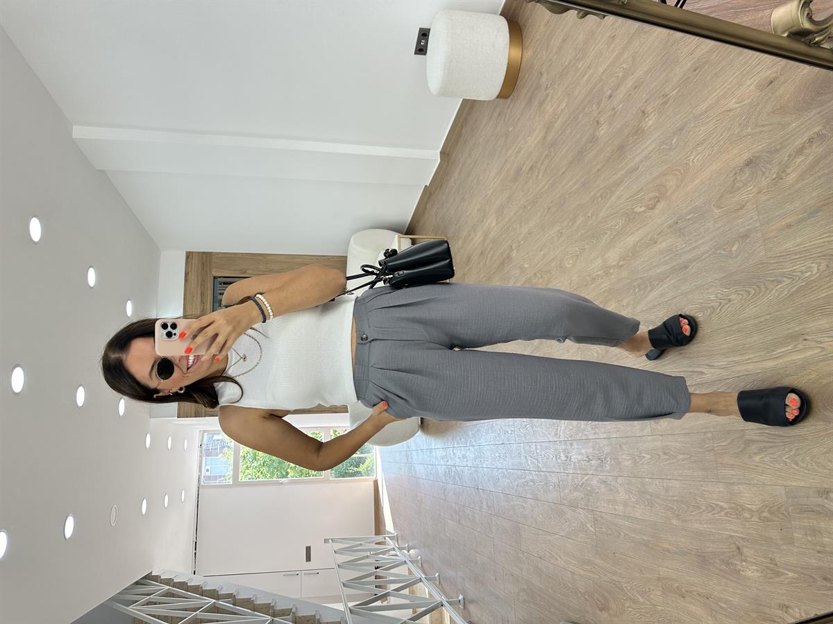 Marka Model Pensli Pantolon-Gri