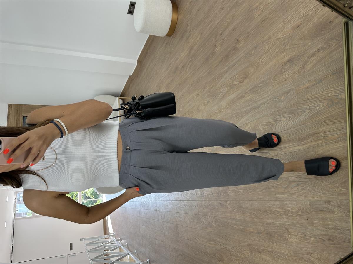 Marka Model Pensli Pantolon-Gri