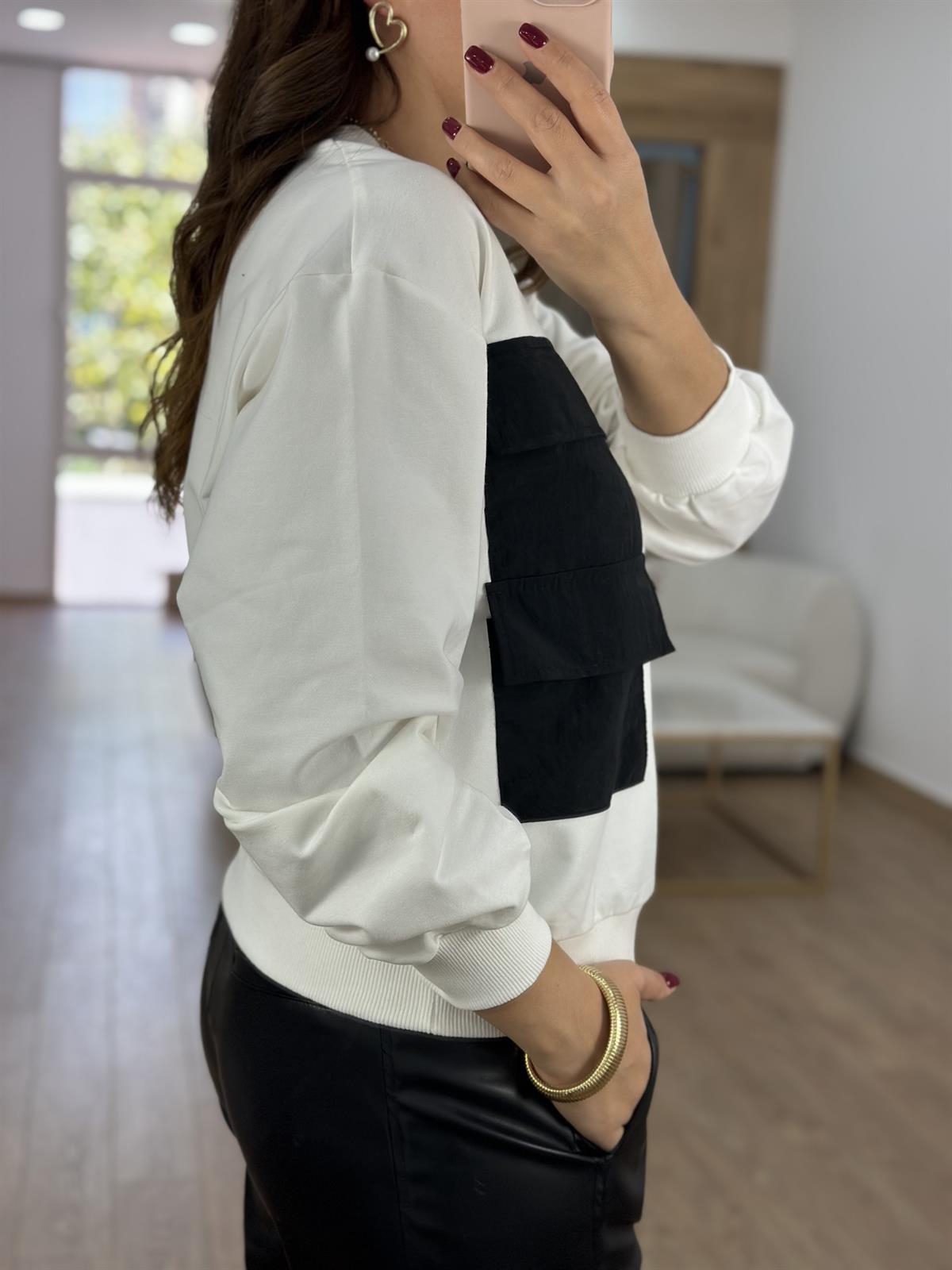 Marka Model Siyah Cep Detaylı Sweatshirt