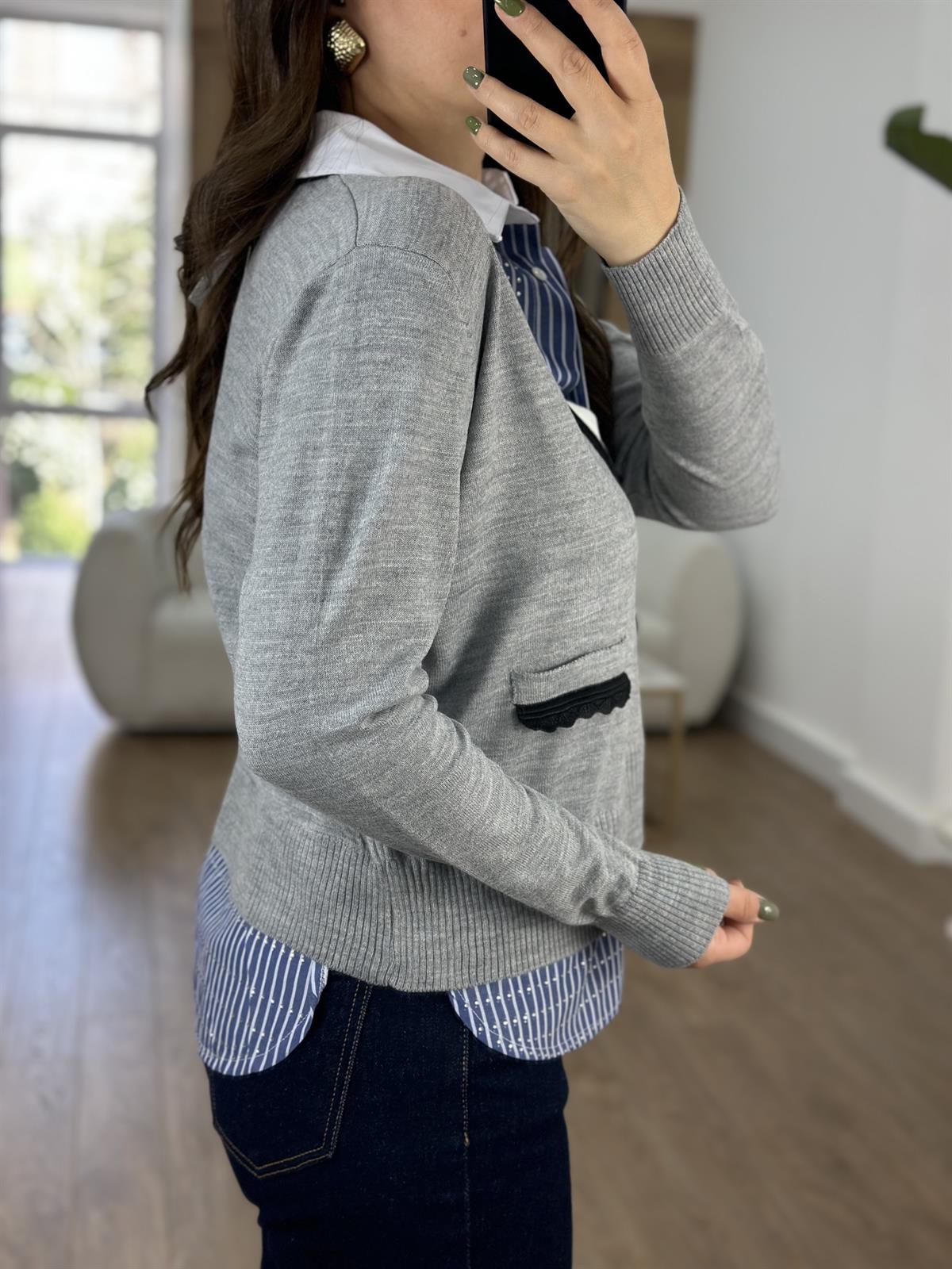 Marka Model Taş Ve Güpür Detaylı Gömlek