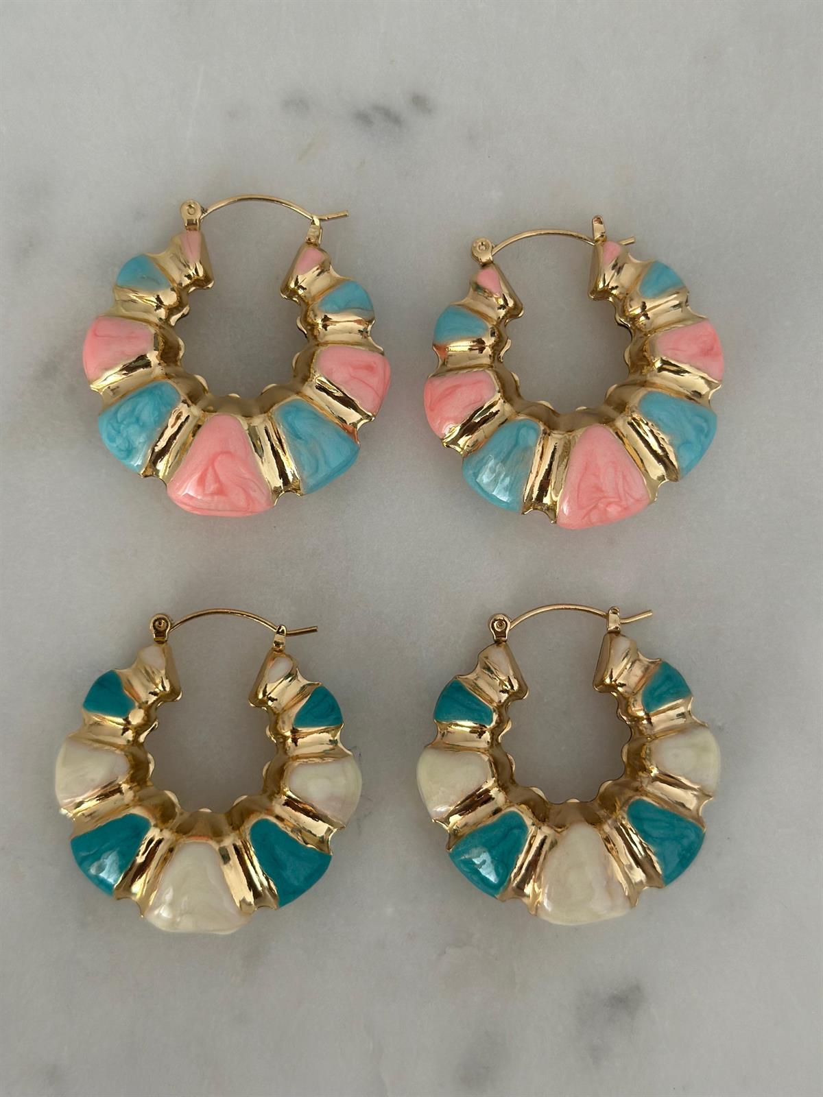 Marka Model Tasarım Beyaz Mavi Küpe