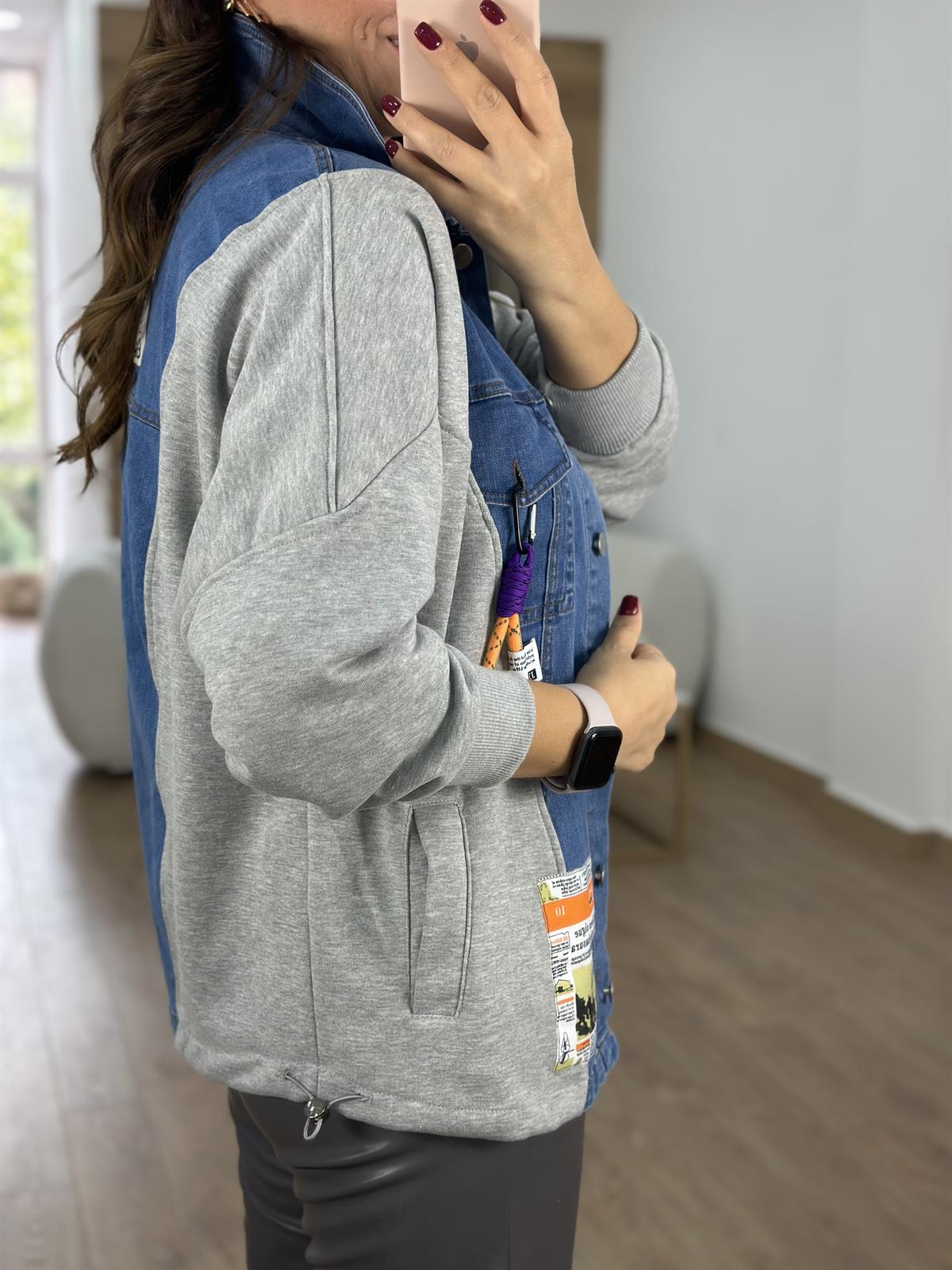 Marka Model Tasarım Denim Ceket-Gri