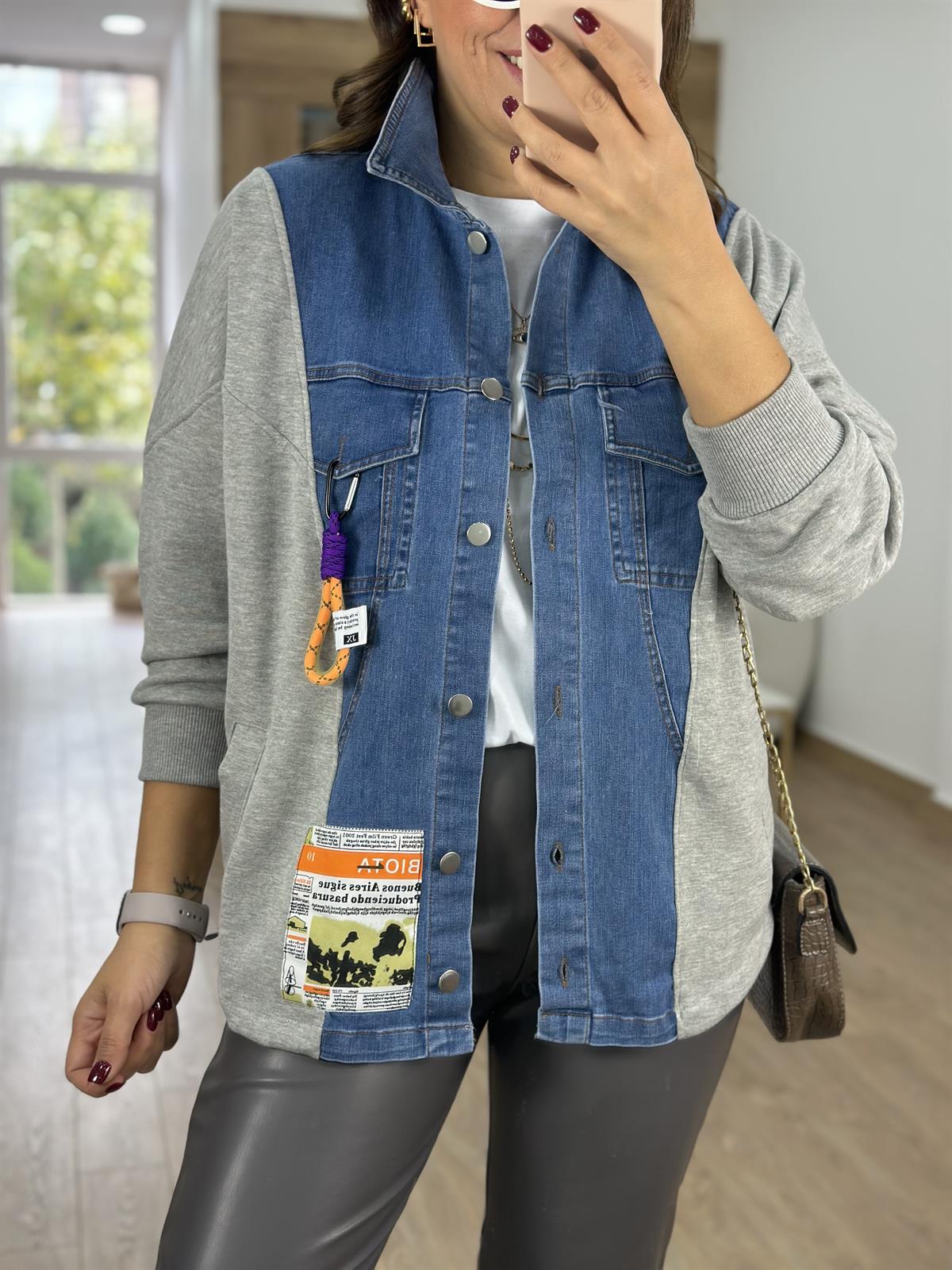 Marka Model Tasarım Denim Ceket-Gri