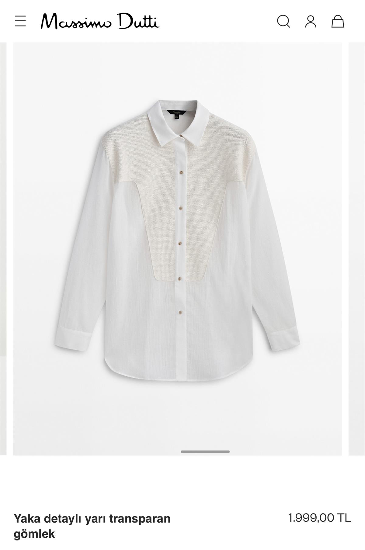 Marka Model Yaka Detaylı Gömlek-Ekru
