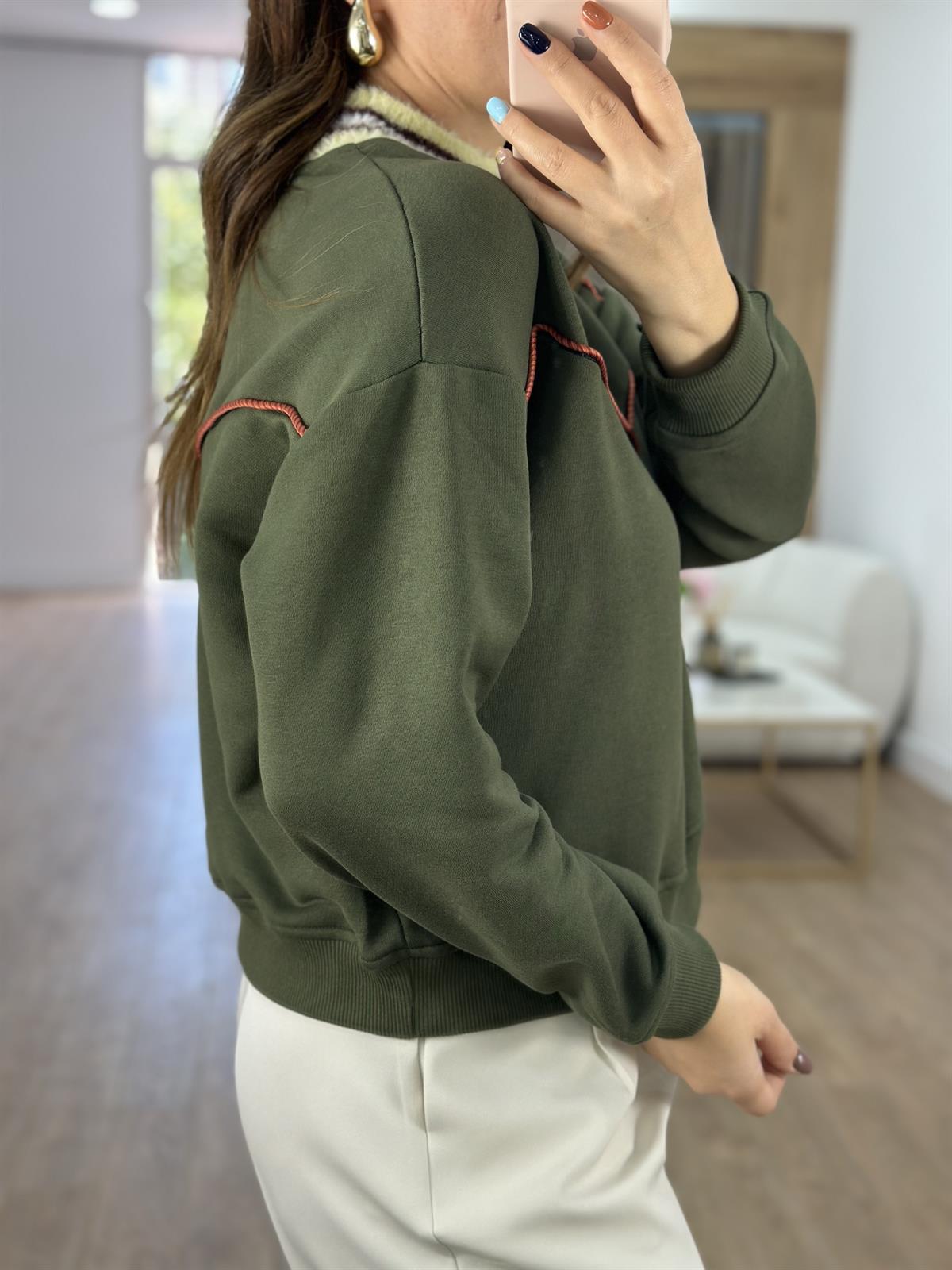 Marka Model Yakası Tüylü Sweatshirt