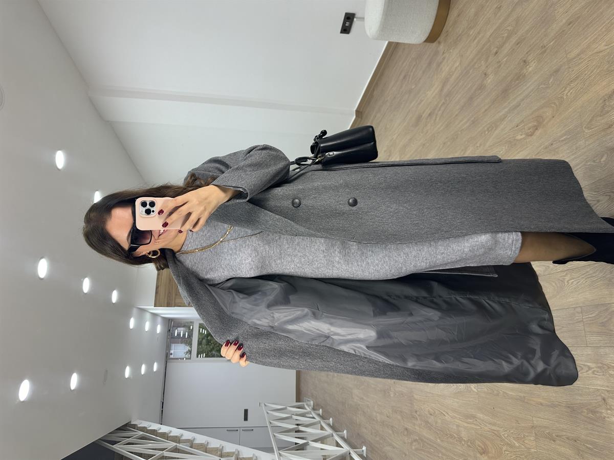 Maxi Boy Kaşe Kaban-Gri