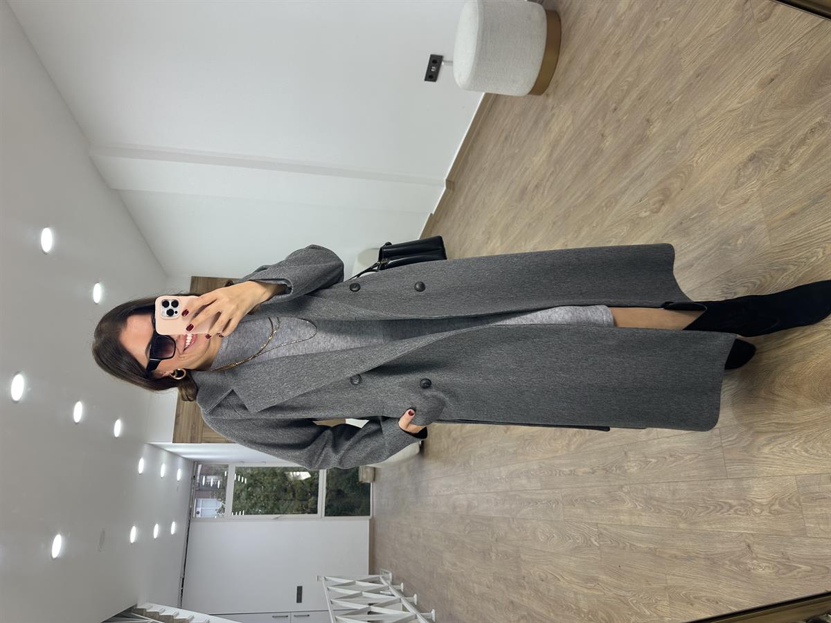 Maxi Boy Kaşe Kaban-Gri