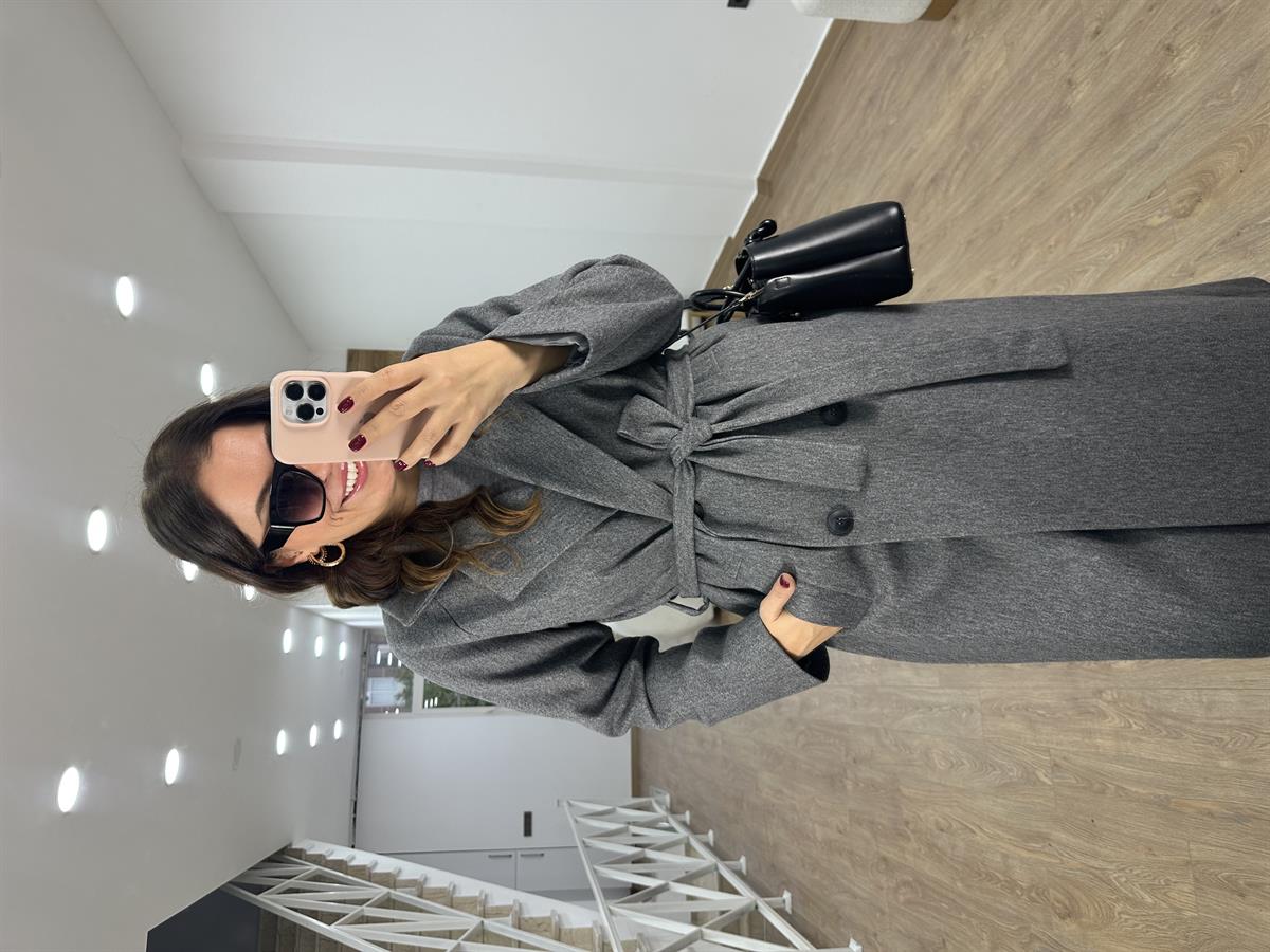 Maxi Boy Kaşe Kaban-Gri