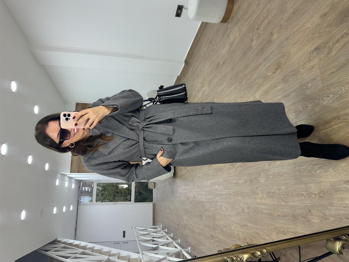 Maxi Boy Kaşe Kaban-Gri