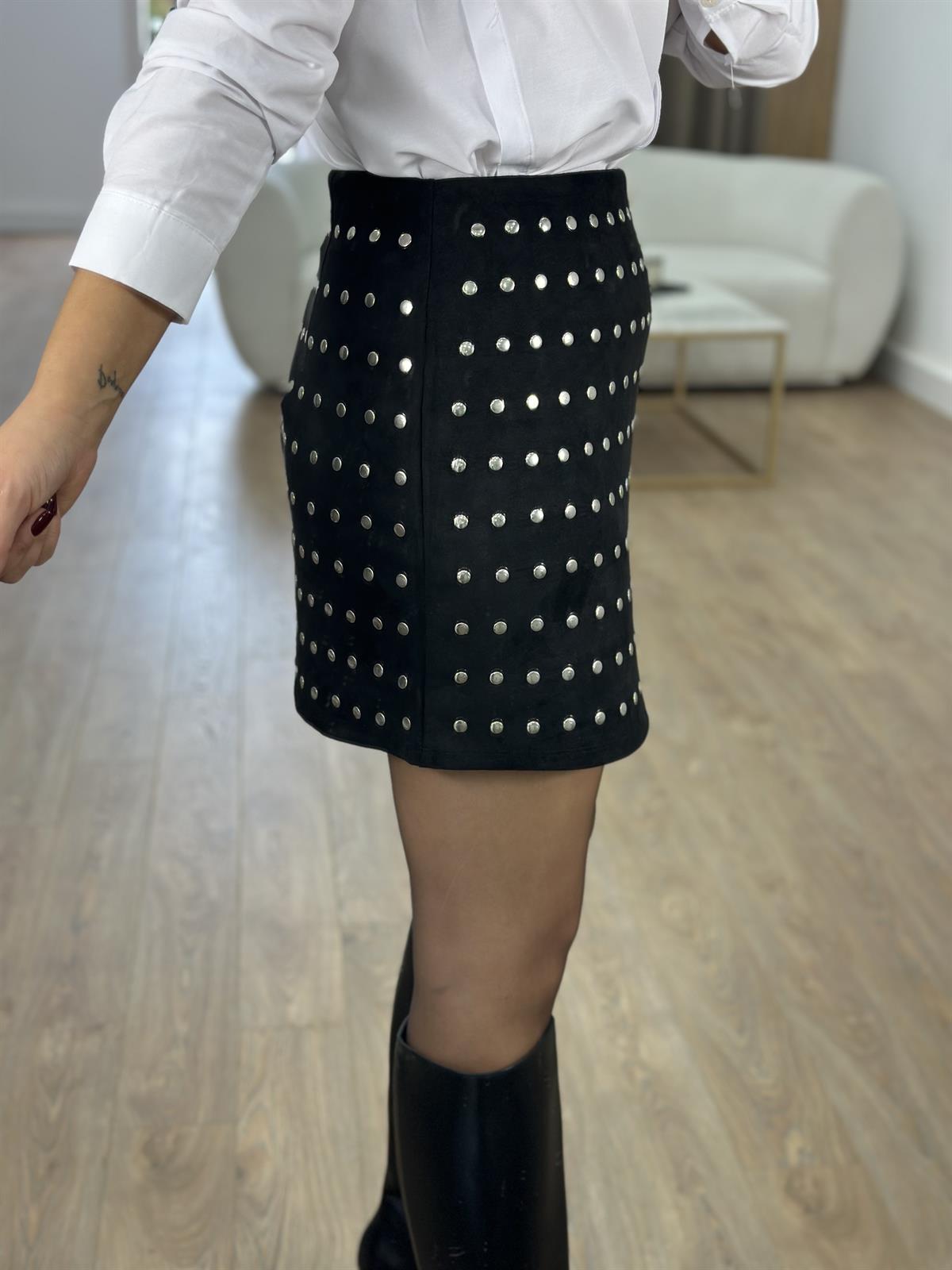 Metal Çakımlı Süet Etek