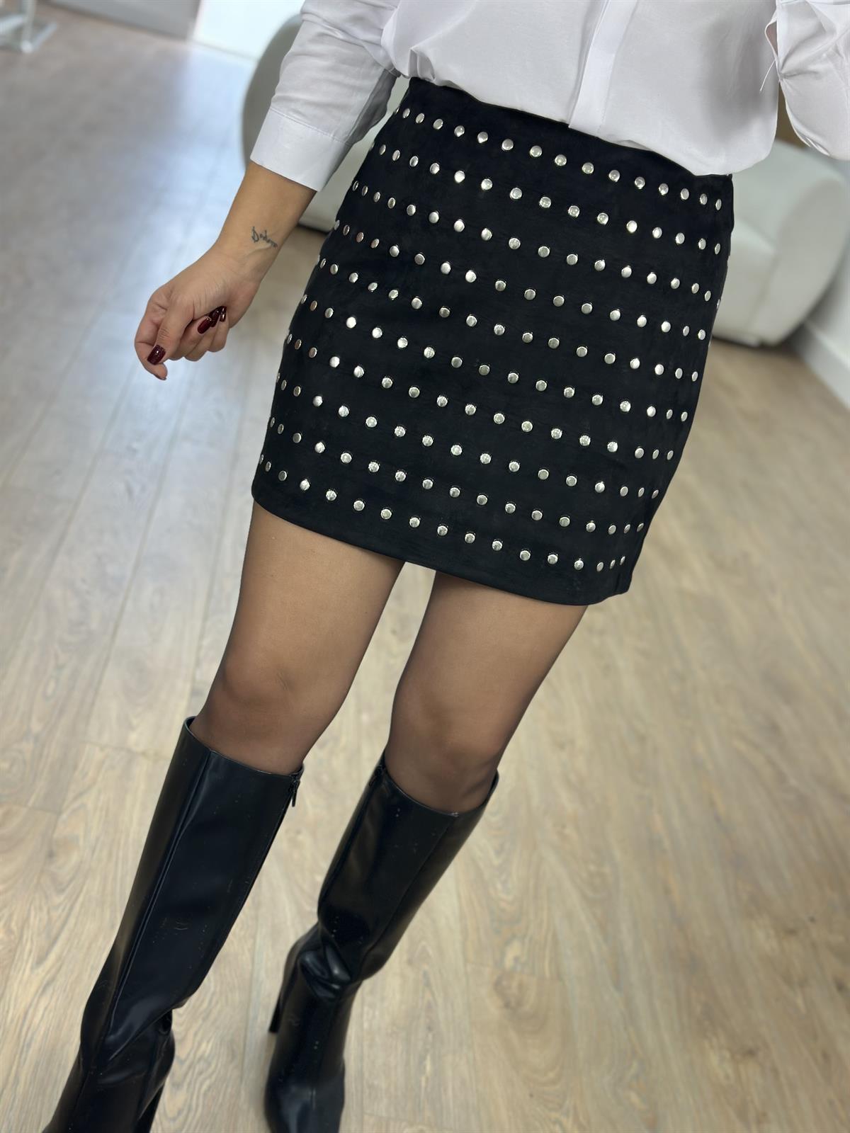 Metal Çakımlı Süet Etek