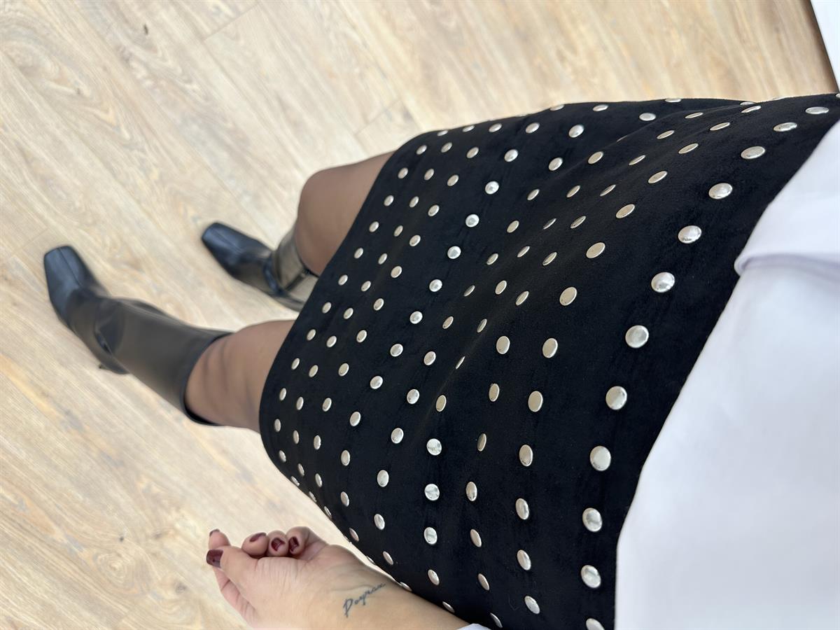 Metal Çakımlı Süet Etek