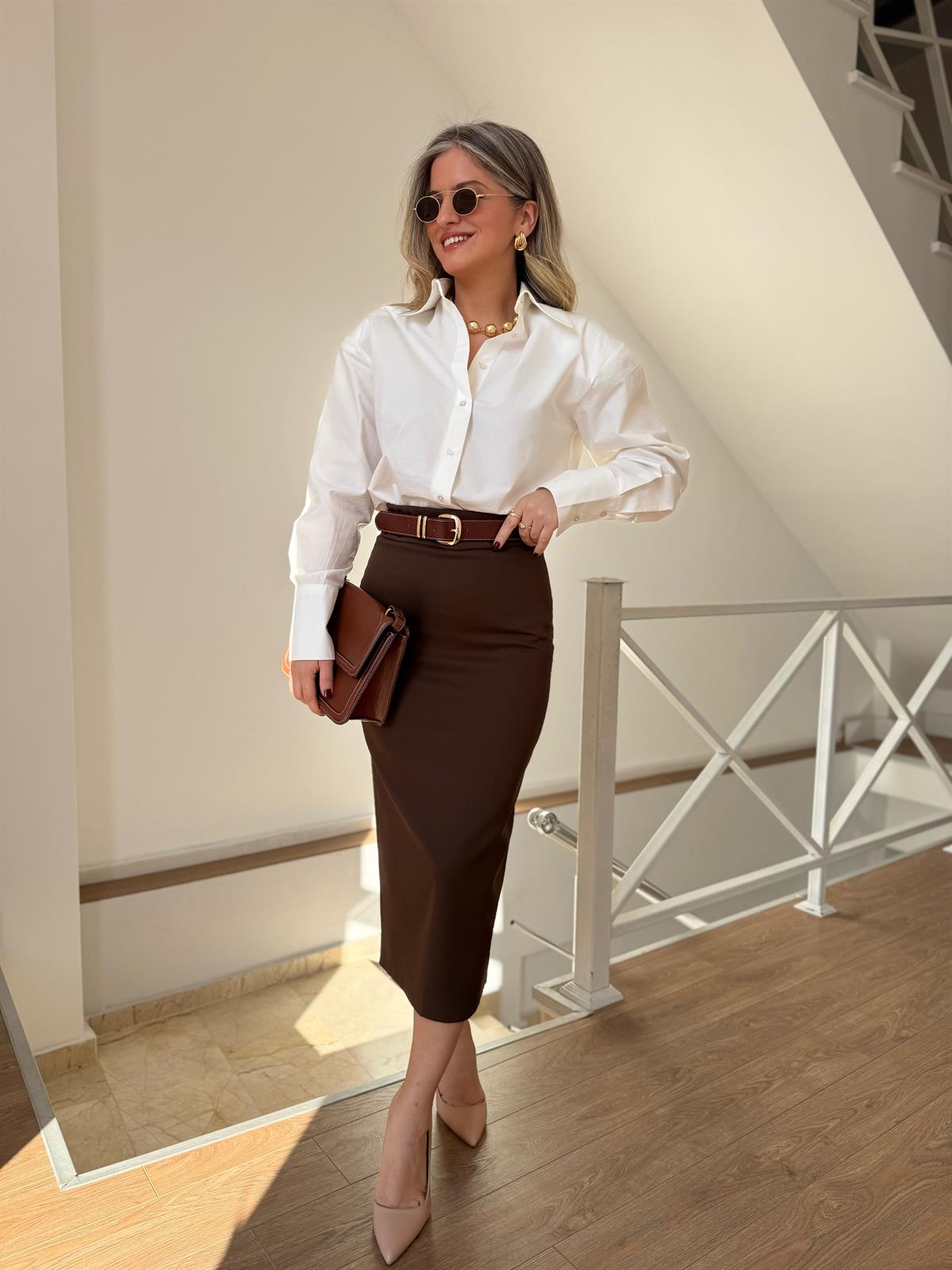 Midi Boy Kalem Etek - Kahverengi