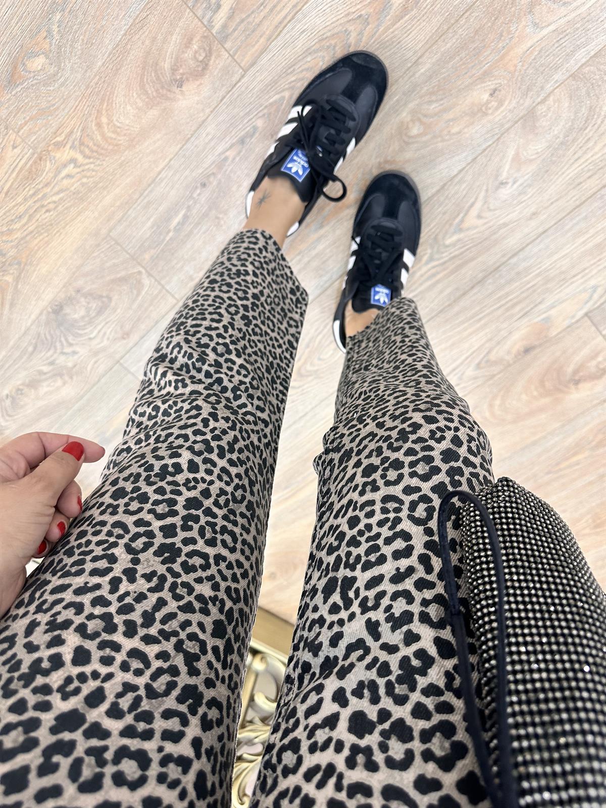 Mini Leopar Desenli Boyfit Jean 