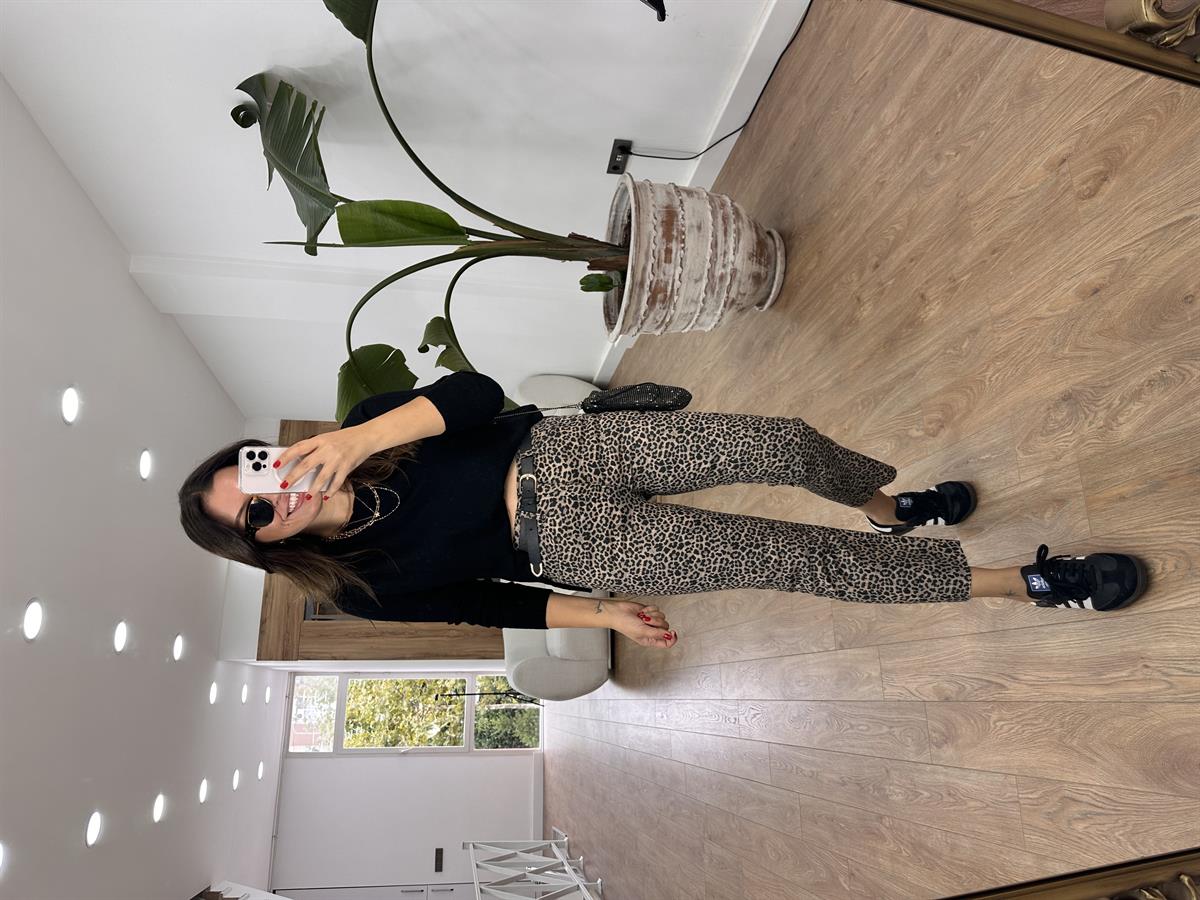 Mini Leopar Desenli Boyfit Jean 