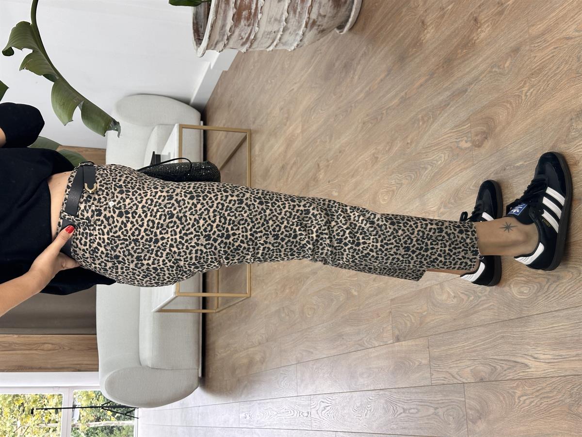 Mini Leopar Desenli Boyfit Jean 