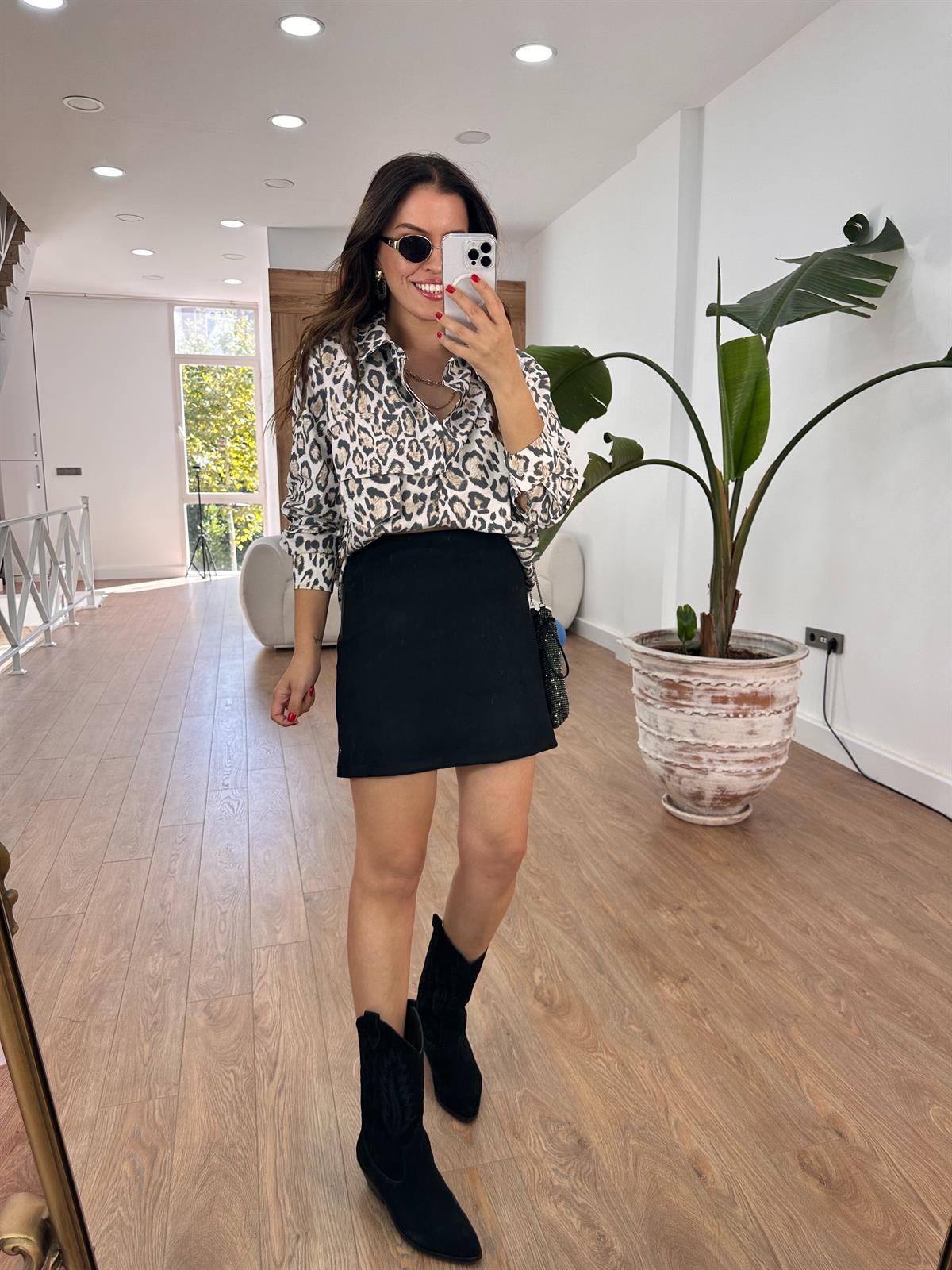 Mini Süet Etek-Siyah