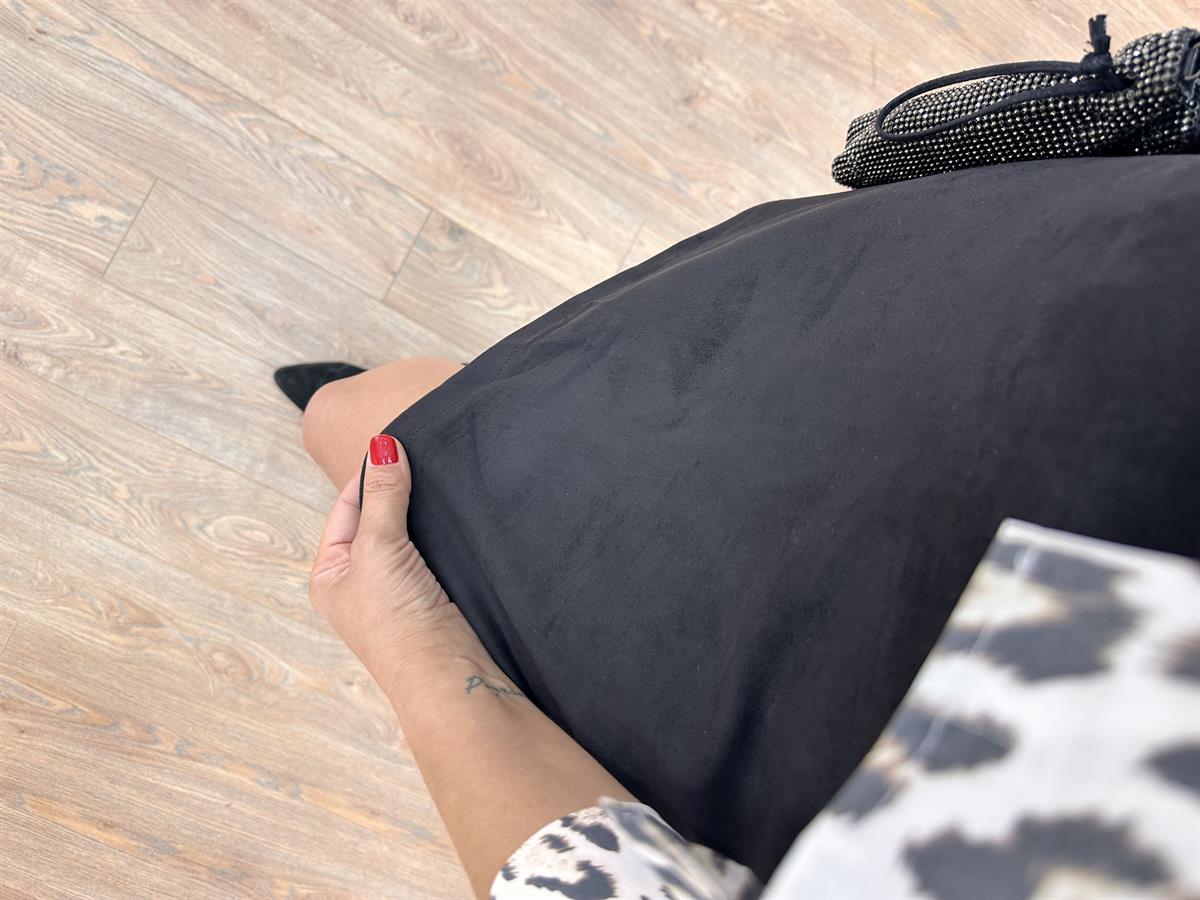 Mini Süet Etek-Siyah