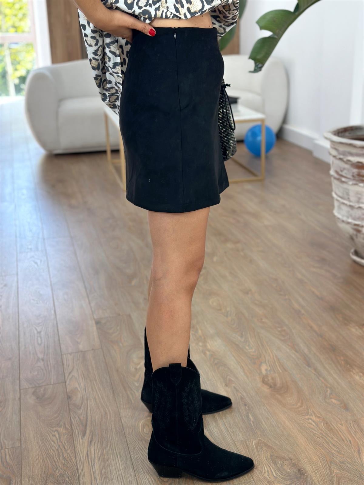 Mini Süet Etek-Siyah
