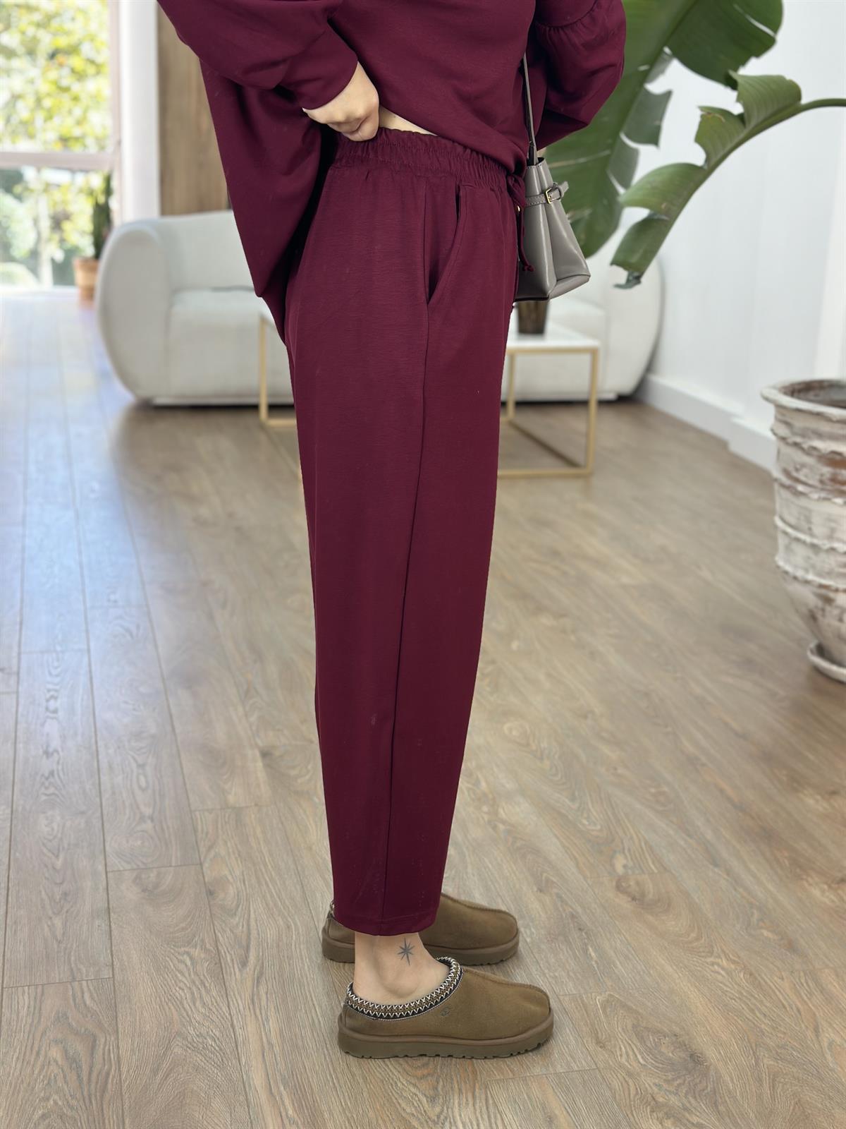 Modal Kumaş Basic Salaş Takım - Bordo