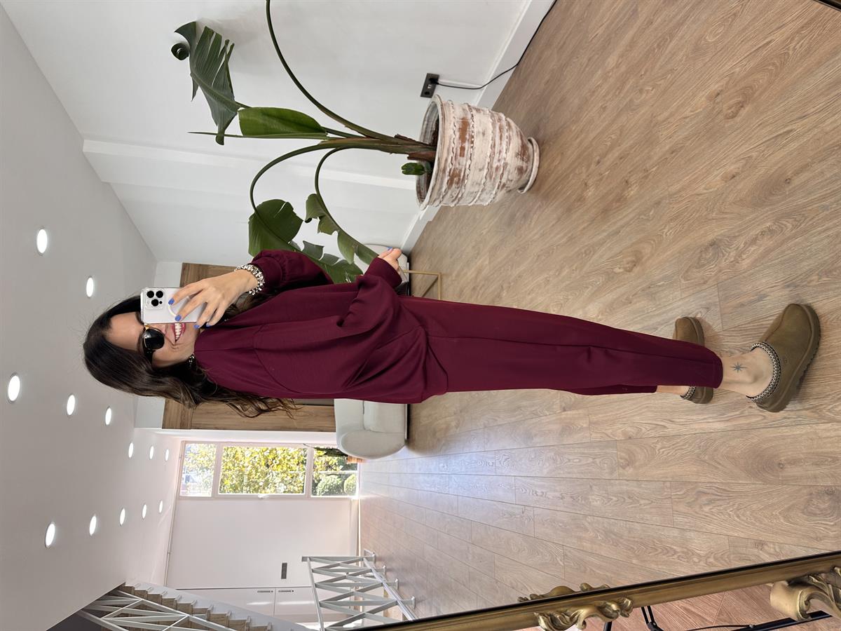 Modal Kumaş Basic Salaş Takım - Bordo