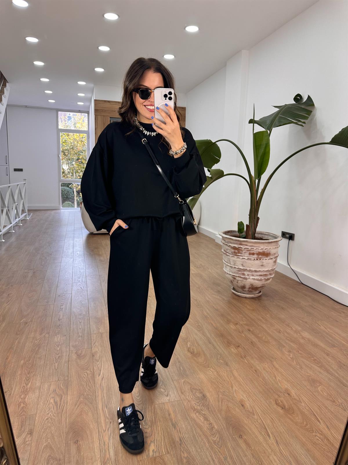 Modal Kumaş Basic Salaş Takım - Siyah