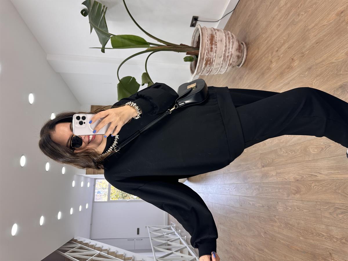 Modal Kumaş Basic Salaş Takım - Siyah