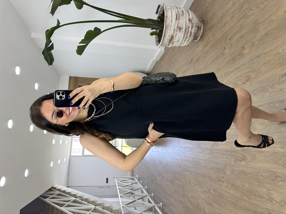 Modal Kumaş Cepli Premium Elbise-Siyah