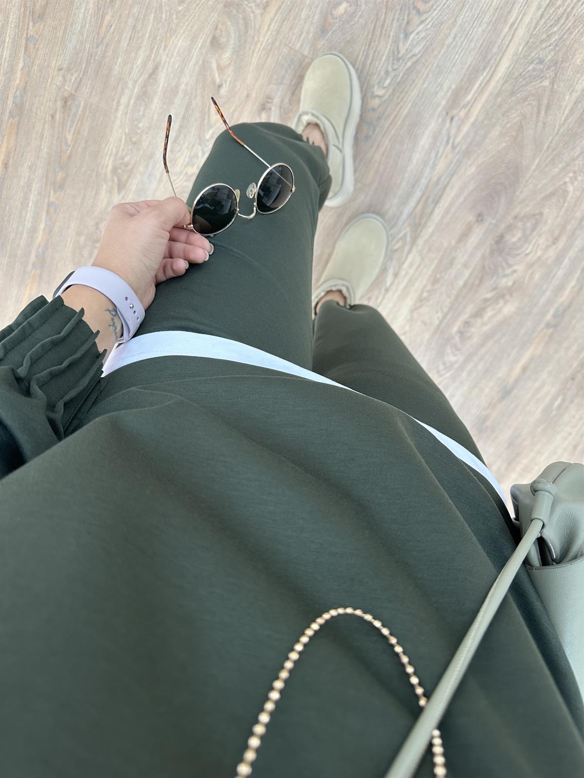 Modal Kumaş Dikiş Detaylı Eşofman Takımı-Haki