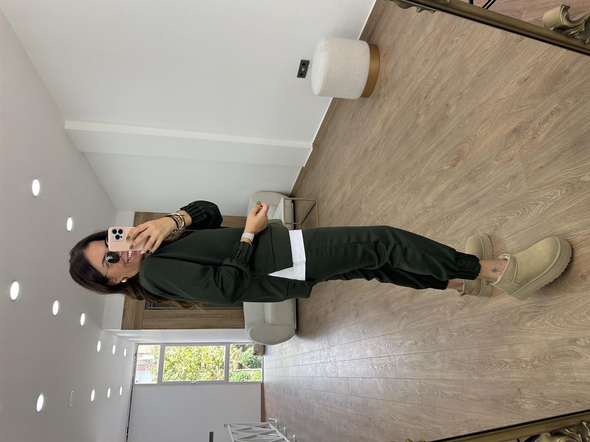 Modal Kumaş Dikiş Detaylı Eşofman Takımı-Haki