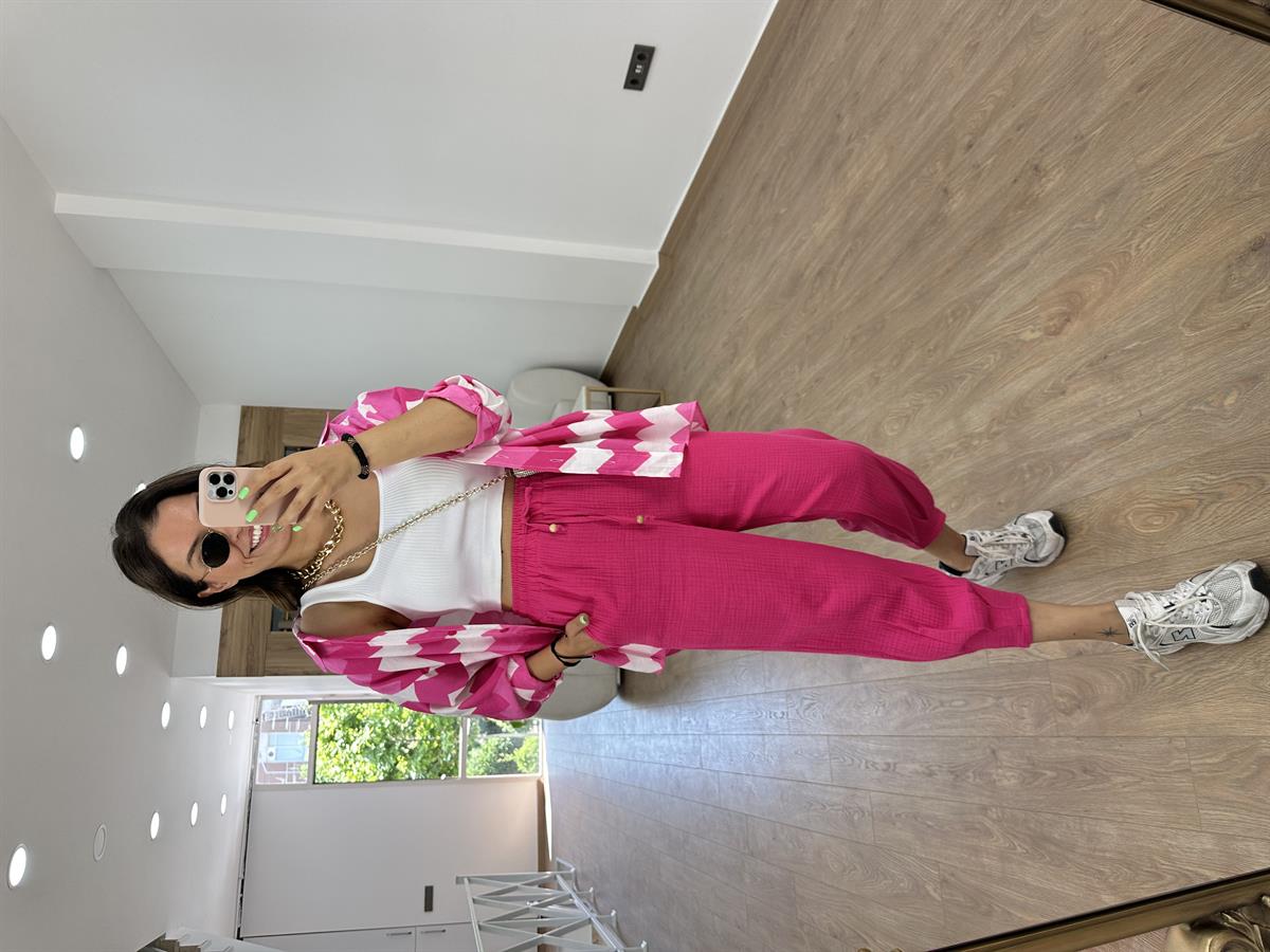 Müslin Pantolon-Fuşya