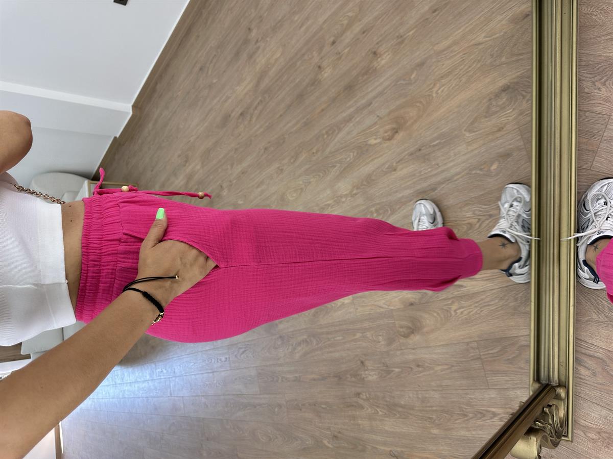 Müslin Pantolon-Fuşya