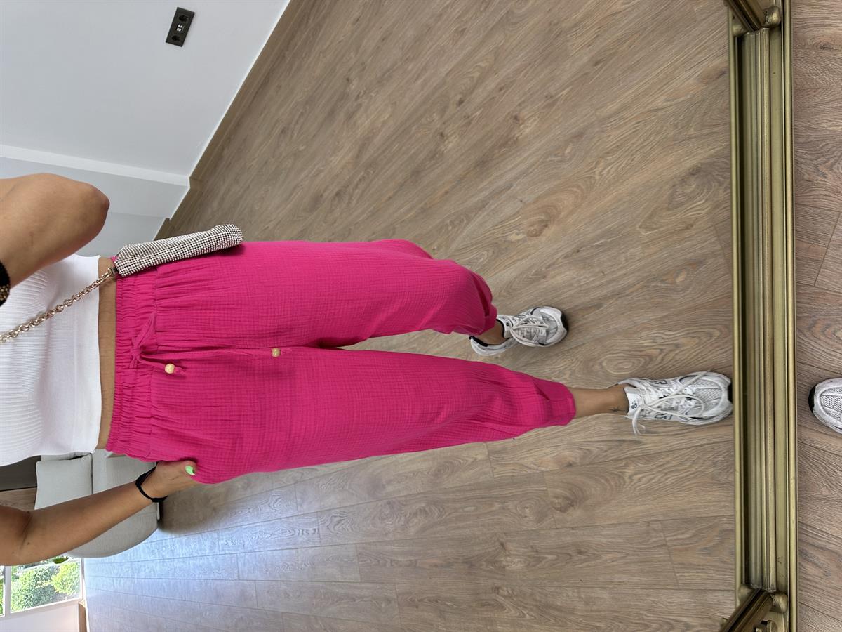 Müslin Pantolon-Fuşya