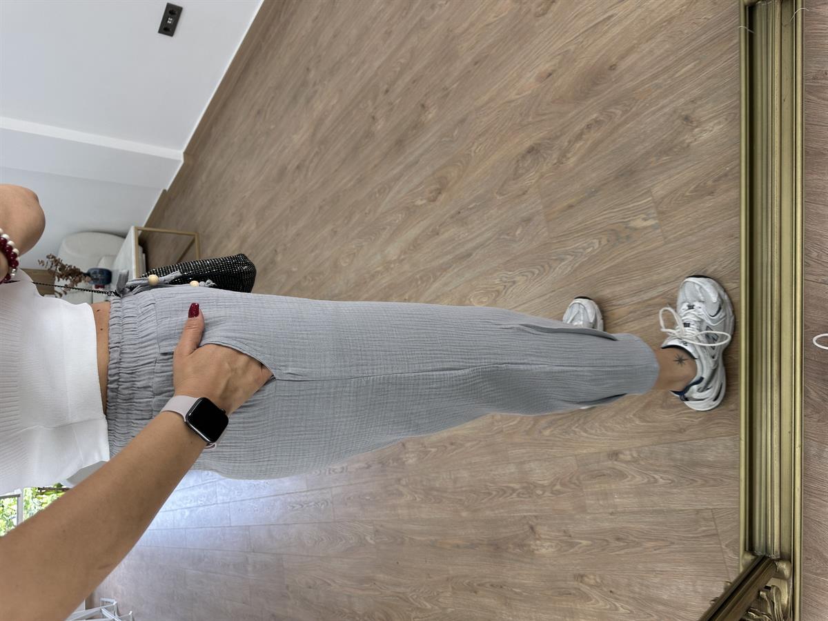 Müslin Pantolon-Gri