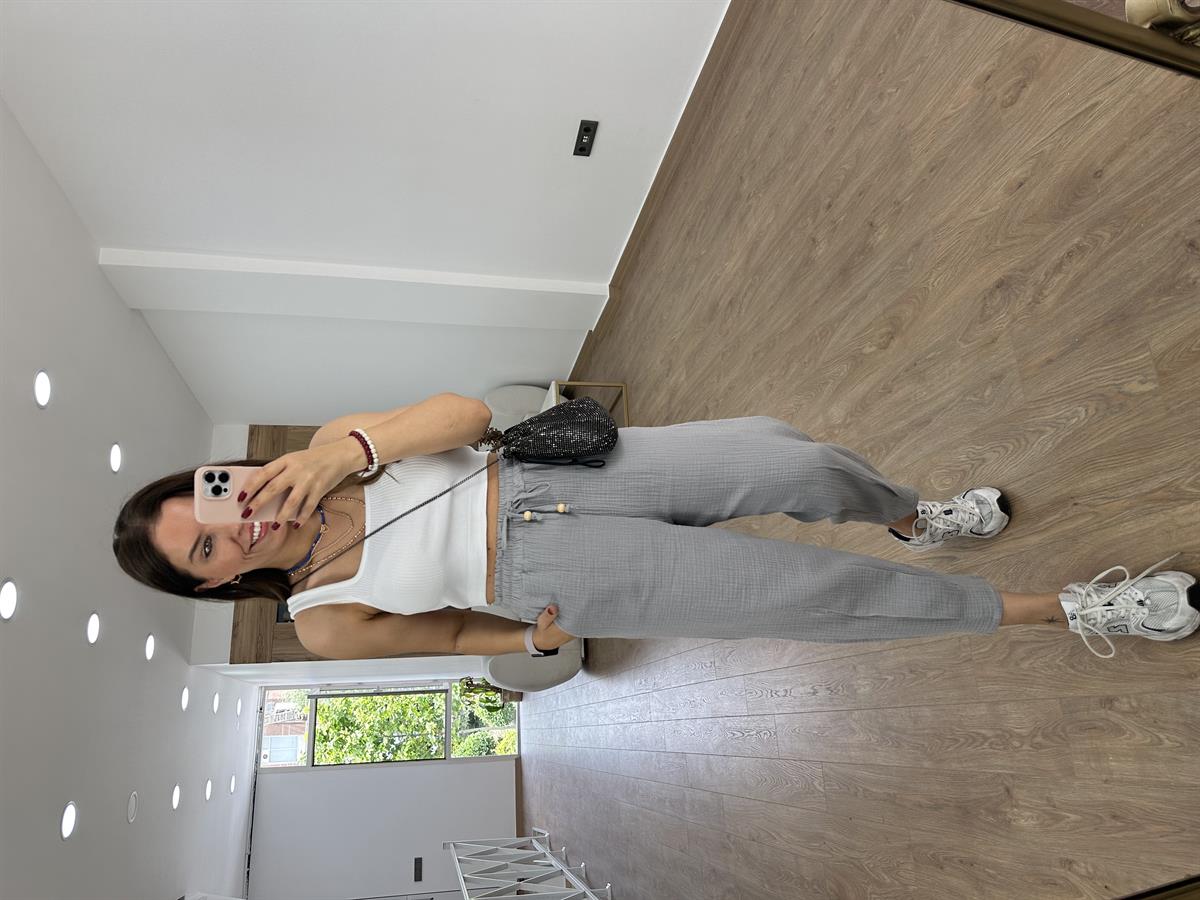 Müslin Pantolon-Gri