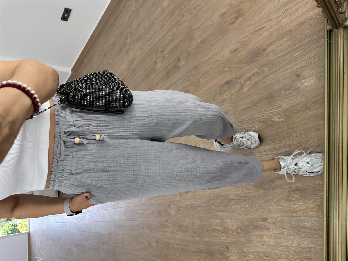 Müslin Pantolon-Gri