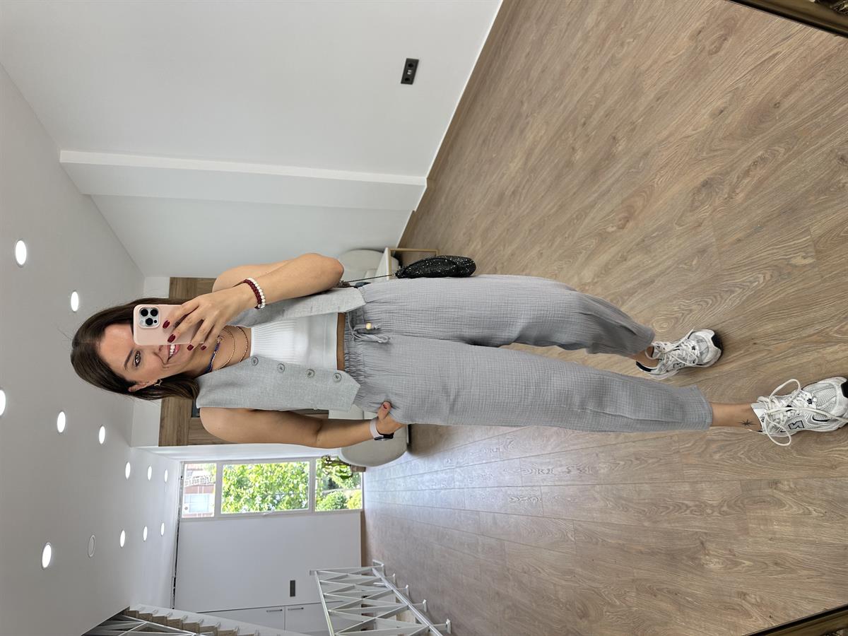 Müslin Pantolon-Gri