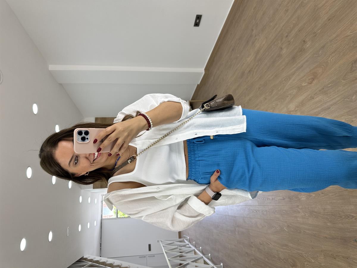 Müslin Pantolon-Mavi