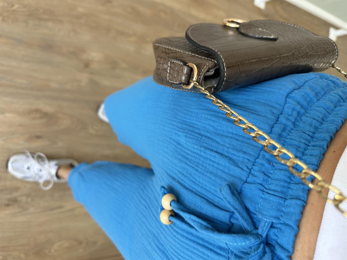 Müslin Pantolon-Mavi