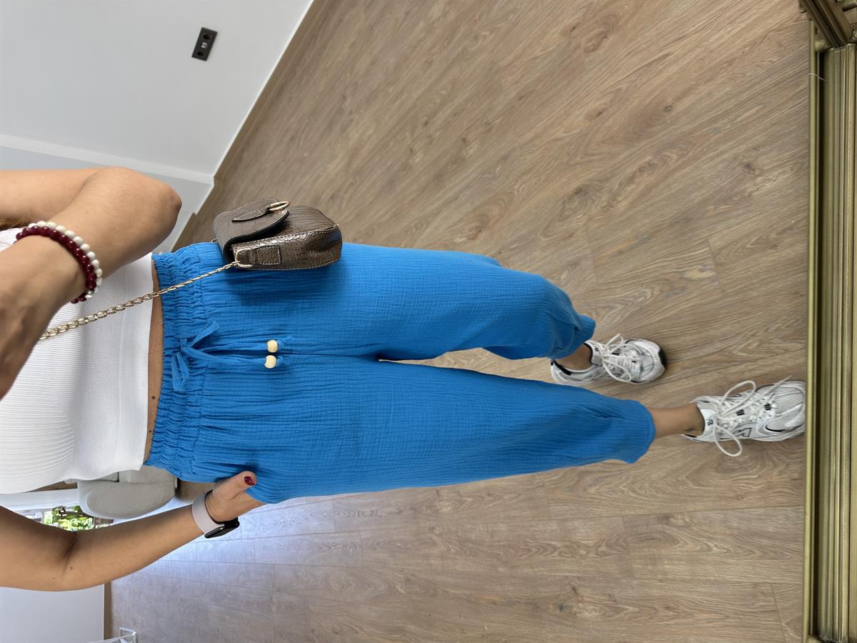 Müslin Pantolon-Mavi