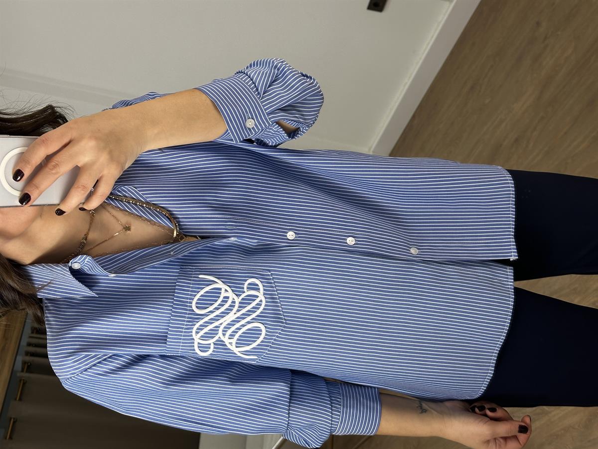 Nakışlı Çizgili Gömlek 