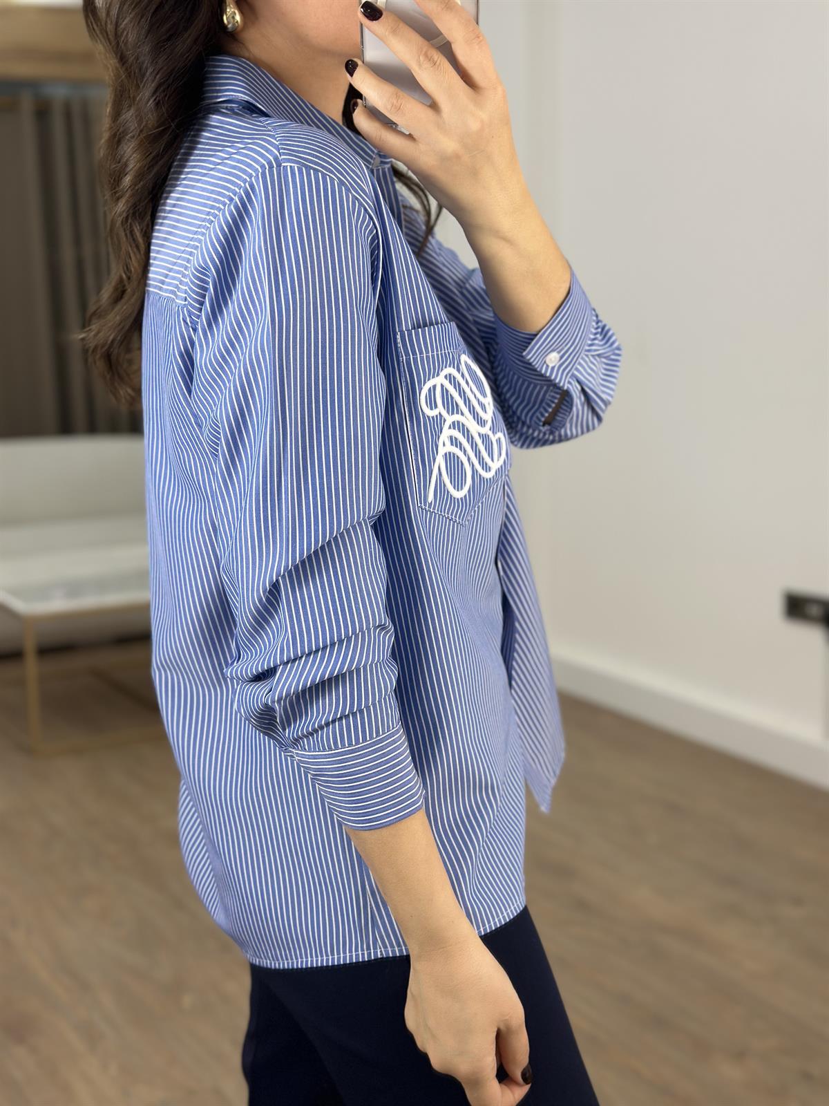 Nakışlı Çizgili Gömlek 