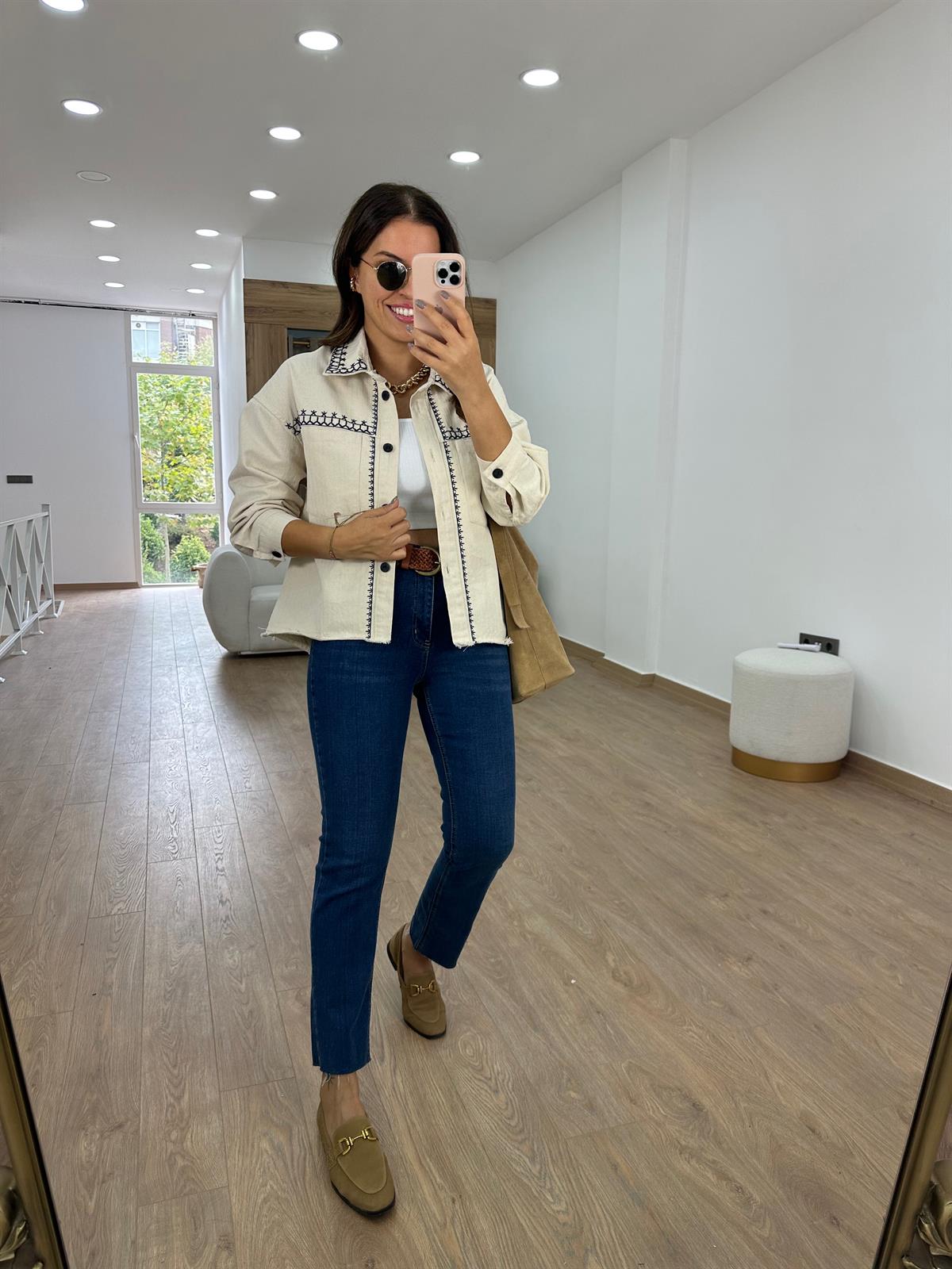 Nakışlı Gabardin Ceket