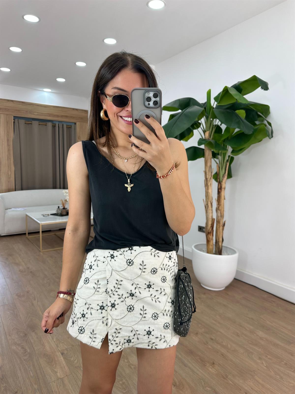 Nakışlı Şort Etek 