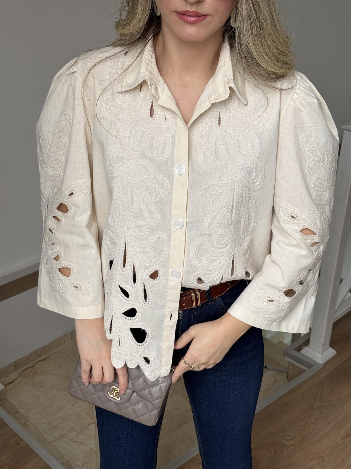 Nakışlı Vintage Tasarım Gömlek 